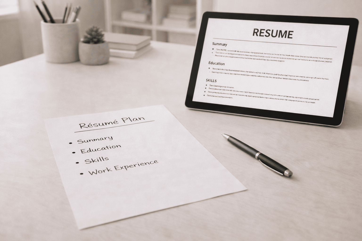 Example: student resume structure